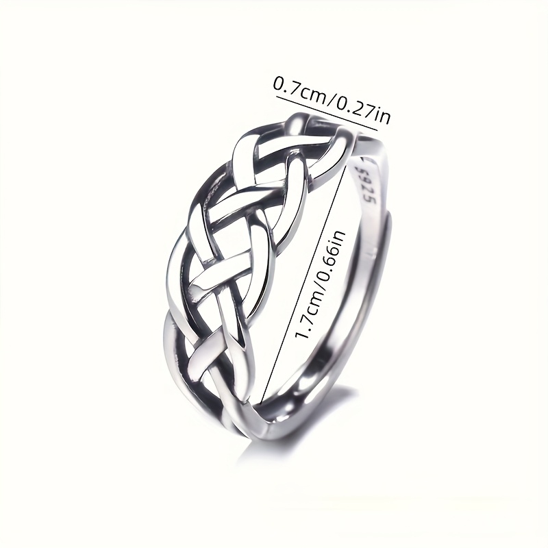 S925 Sterling Silver Braided Ring Retro Punk for Party Holidays